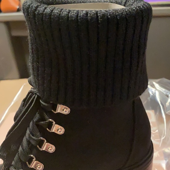 Justfab BLACK or GRAY Ankle Boots with Sweater Cuff - Picture 4 of 15